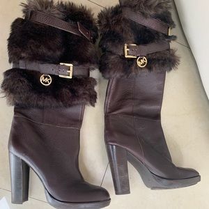 Michael Kors leather faux fur boots
